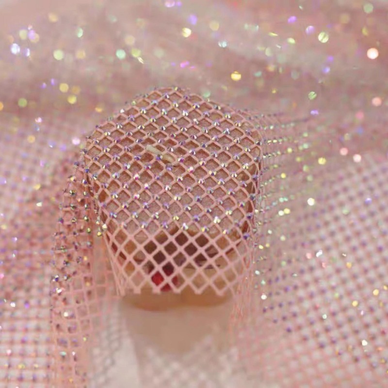 Crystal Mesh Fabric - Elastyczna siatka z kryształkami i imitacją